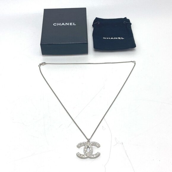 CHANEL Authentic Silver Logo Necklace - Picture 9 of 9